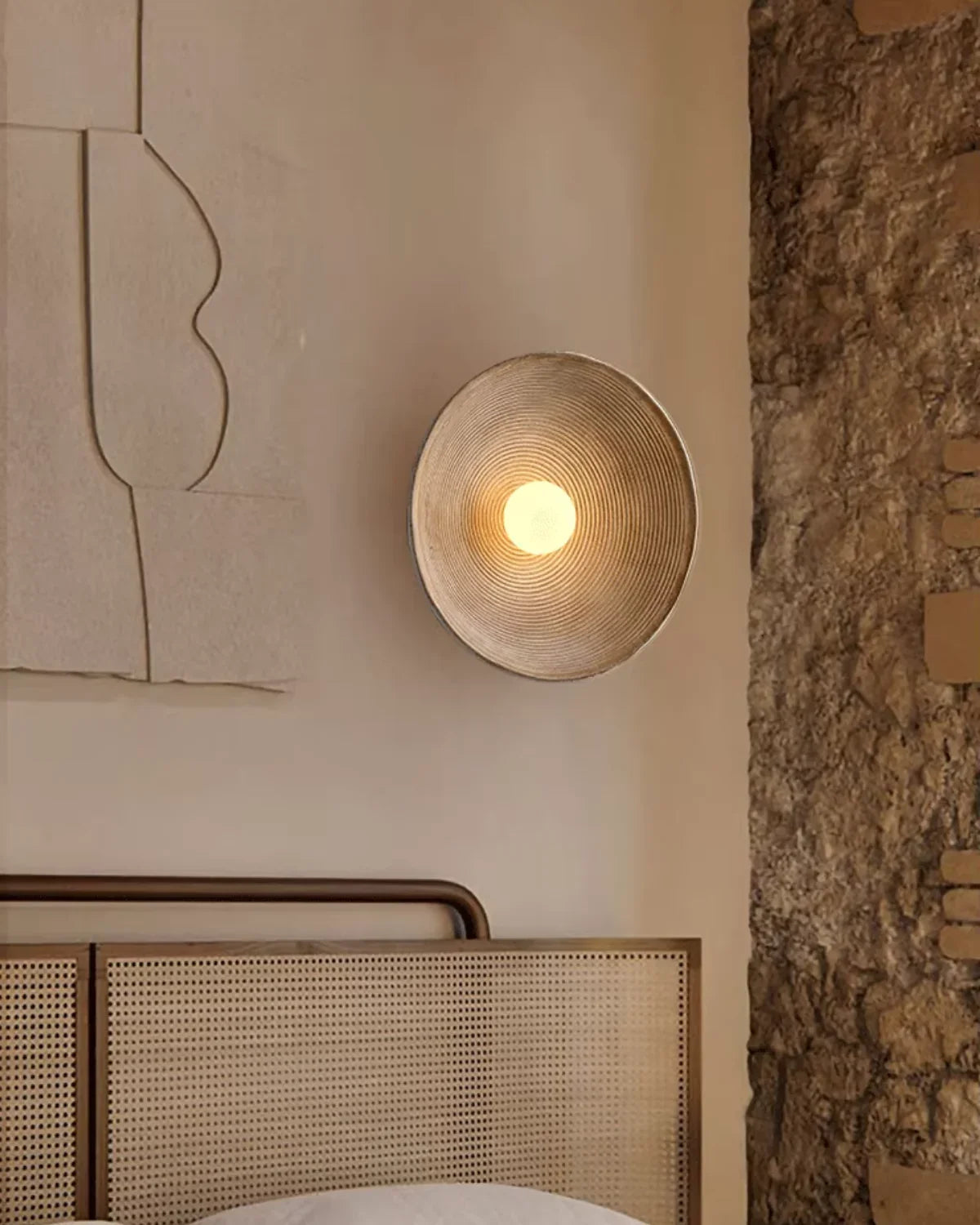 Væglampe - Harpiksstruktur - Japandi Design