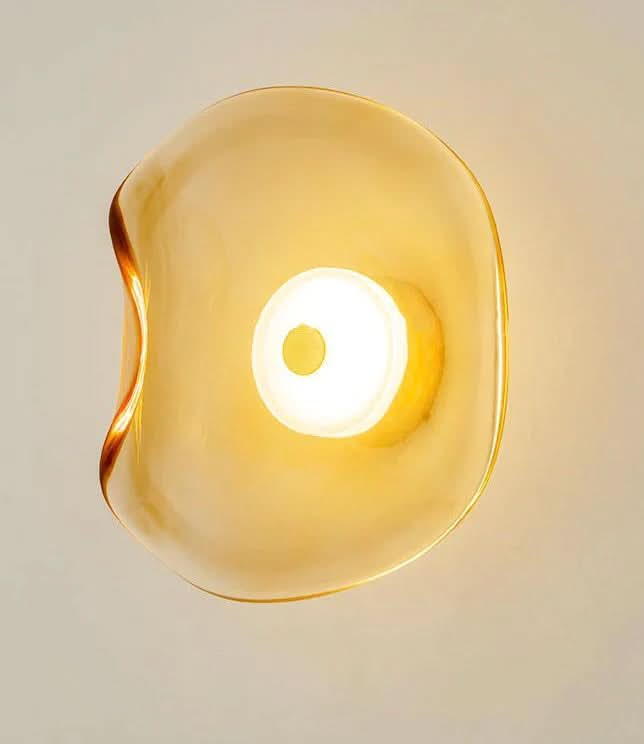 Væglampe - Ravfarvet Glas - LED Overfladelys