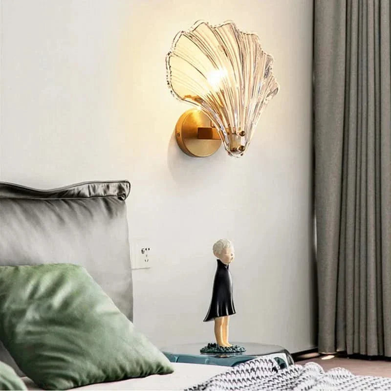 Væglampe - Skalmønster Glas - LED Armatur