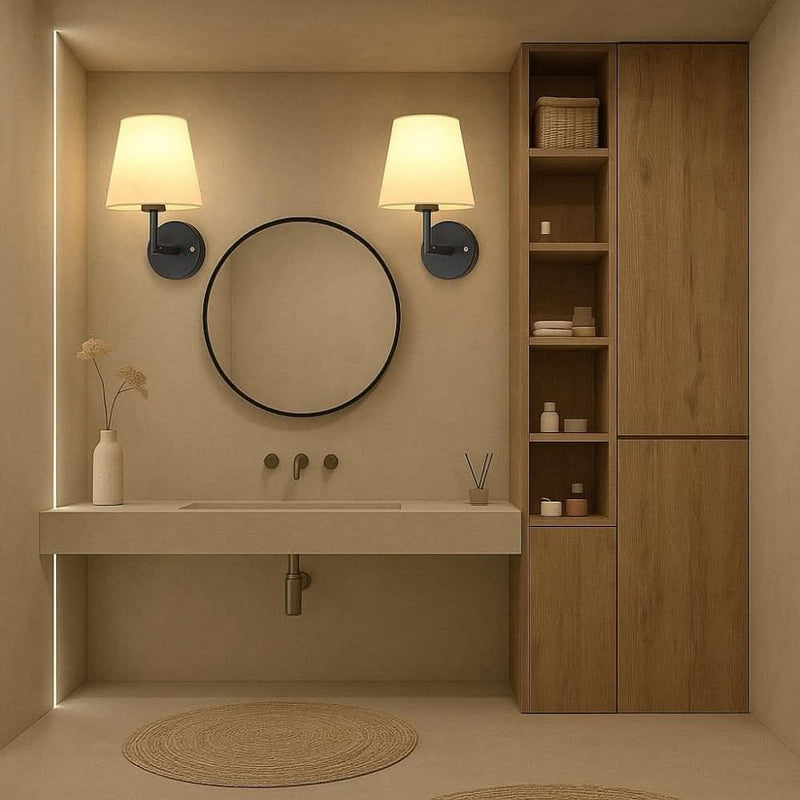 Væglampe - Trådløst Design - Stofskærm Lys