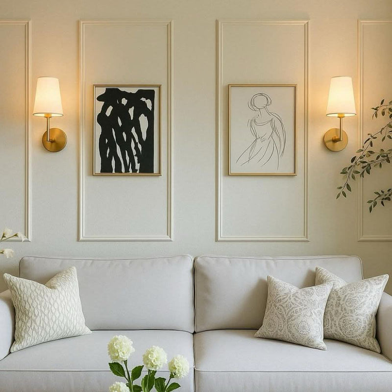 Væglampe - Trådløst Design - Stofskærm Lys