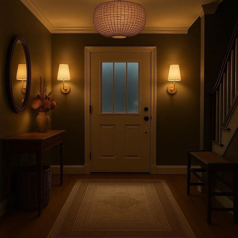 Væglampe - Trådløst Design - Stofskærm Lys